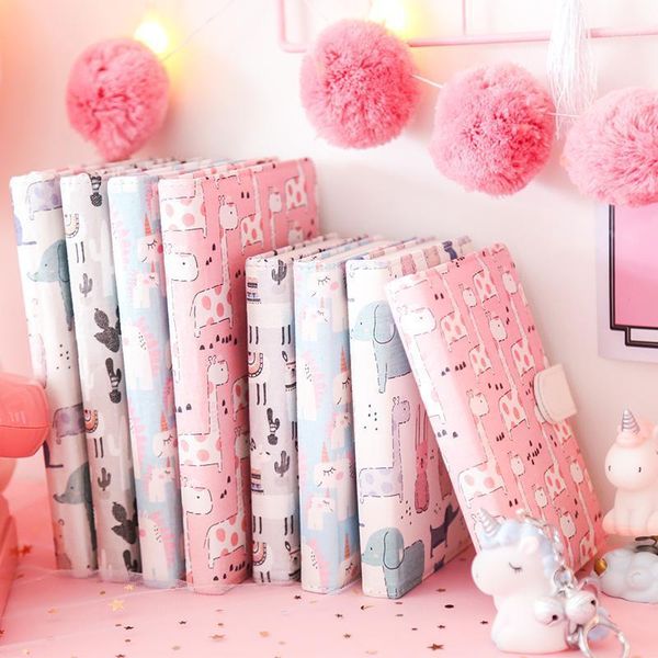 

2020 new arrive cute notebook cartoon creative color inside paper diary travel plan memo pad girl student office school supplies1, Purple;pink