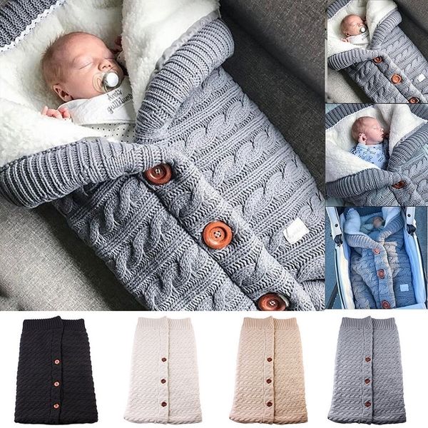 

warm baby blanket soft baby sleeping bag footmuff cotton knitting envelope newborn swadding wrap stroller accessories sleepsacks y200109