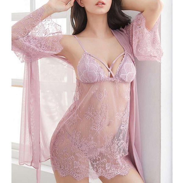 

h3305 underwear lace nightdrs 3-piece sexy, Black;white