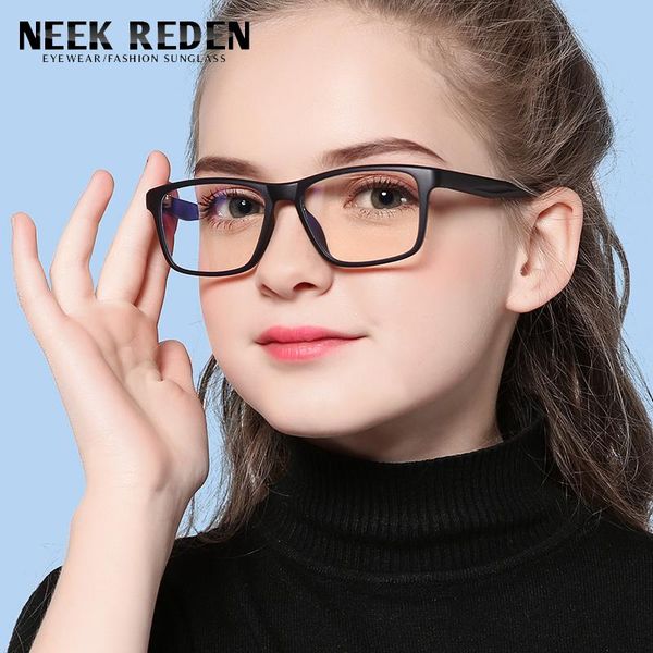 

square blue light kids glasses 6-12 years children boy girls computer gaming eyewear tr90 blocking anti reflective eyeglasses, White;black