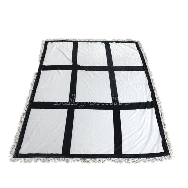 

plaid sublimation blanks blanket with tassels 9 15 20 grids mat heat transfer printing nap sofa blankets sea shipping