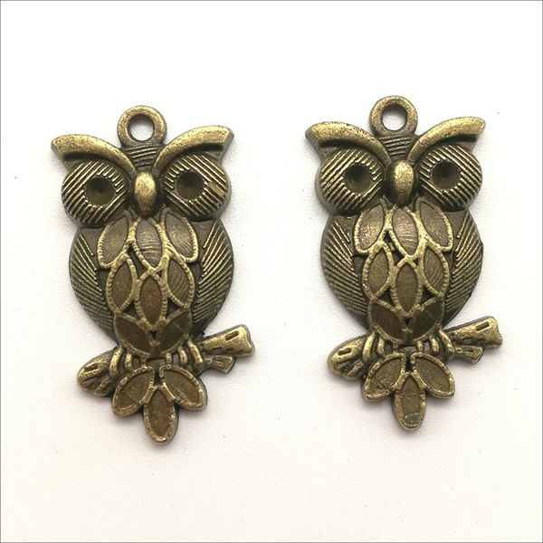 

lot 50pcs owl antique bronze charms pendants jewelry making diy keychain pendant for bracelet earrings 30*16mm dh0833, Bronze;silver
