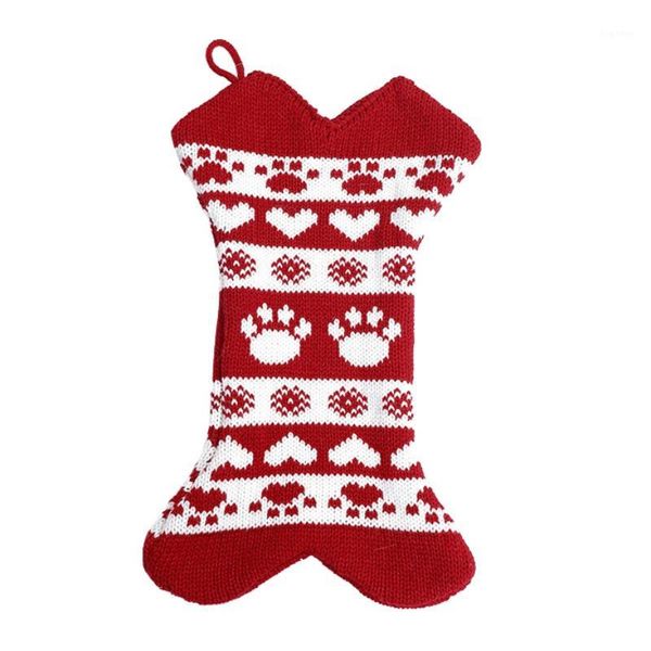 

christmas pet socks knitted christmas decoration socks gift wool jacquard gift bag1