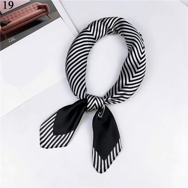 

square silk scarf women fashion print small neck scarf female headscarf bandana shawl diy hair tie band girls hair accessories wmtayk, Black