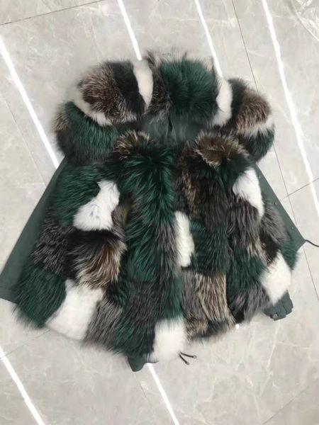 

parka white coats long furs brand malachite green fur liner fox snow mukla green grey jackets warm winter women ifwob, Black