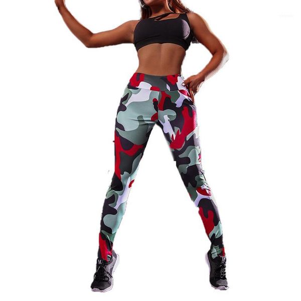 

running pants women fashion camouflage sports high waist leggings fitness yoga casual trousers1, Black;blue