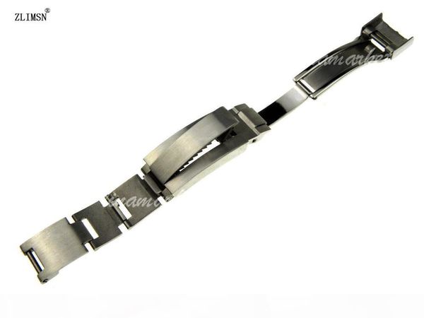 

9mm new silver ss brushed watch band strap buckle bracelet deployment clasp, Black;brown