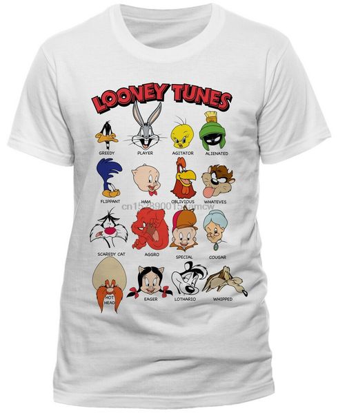 

looney tunes 'character faces' (white) t-shirt - new &amp official sport hooded sweatshirt hoodie