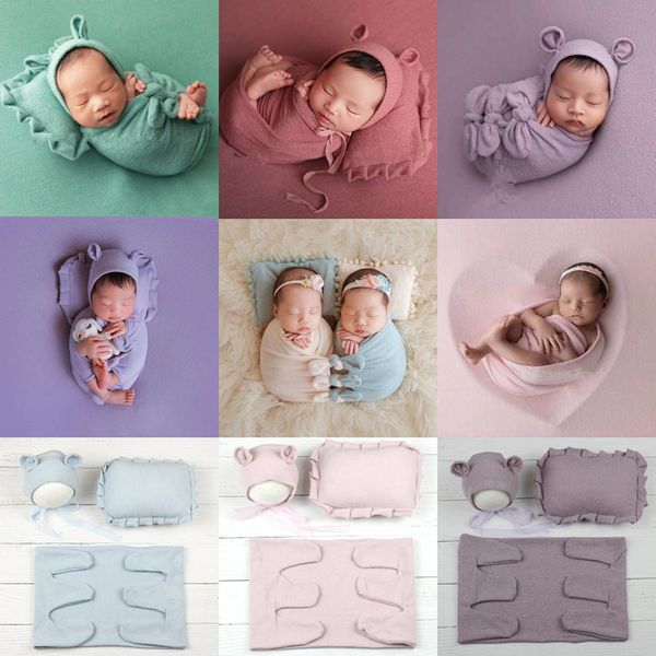 

newborn pgraphy props accessories baby hat+wrap+pillow /set infant p props fotografia newborn pgraphy clothing lj201105