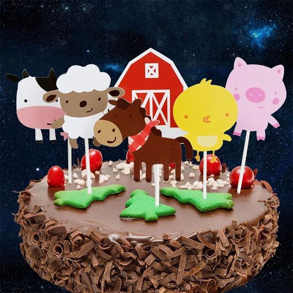 

12pcs birthday cake ers cake insertion card cute farm small animals cake ers fruit decoration picks wmtraa five2010