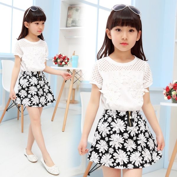 

toddler girl clothes little girls clothing set summer kids boutique outfits sundress 3 4 5 6 7 8 9 10 11 12 13 years y200325, White