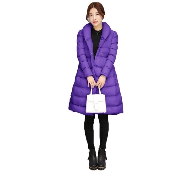 Мода Женщины Parka Part Purple Серый Оранжевый Плюс Размер Топы Куртка Осень Зима Новый Корейский Плюс Толстая Тепловая Одежда LR598 201125