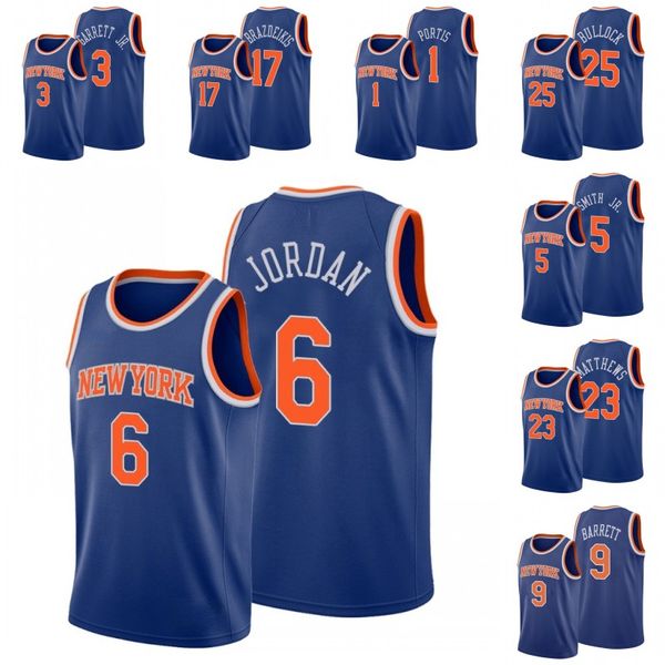 

new york knicks men r.j. barrett tim hardaway jr. iggy brazdeikis bobby portis reggie bullock courtney lee jersey, Black