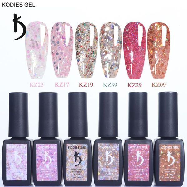 

nail gel kodies glitter polish diamond shine sequins uv varnish holographic paint color art lacquer manicure for women, Red;pink