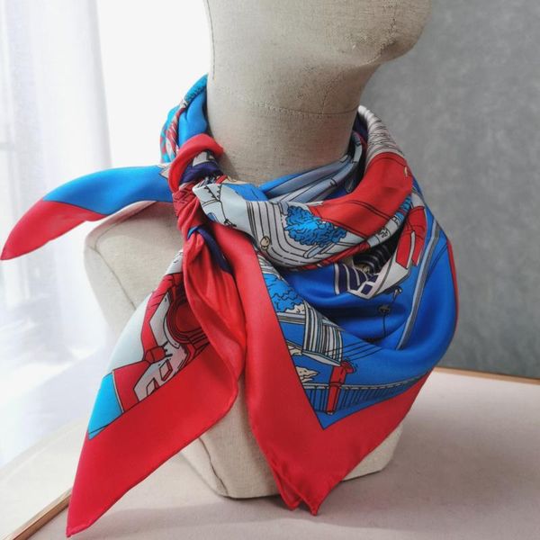 

scarves large square 100% twill silk scarf wraps shawl 88*88cm, Blue;gray