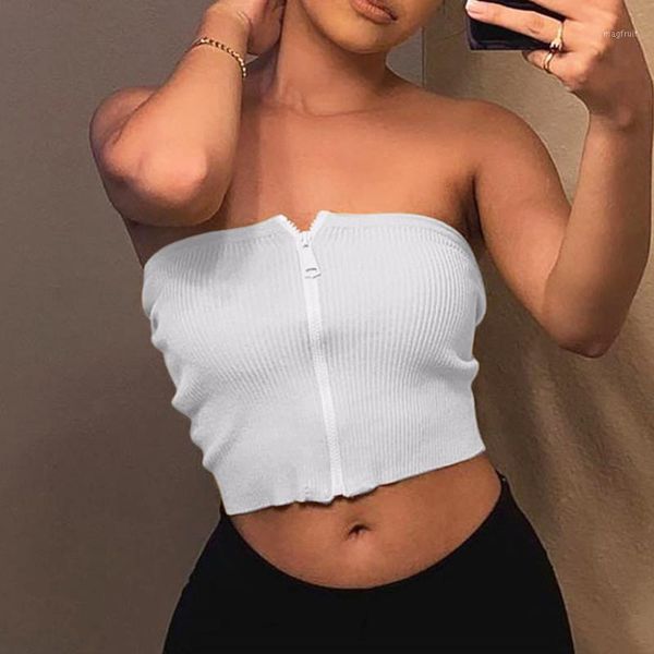 

women's summer tank fashion zipper breast-wrapped bosom-wiping vest pure black white new arrival female lady#w1