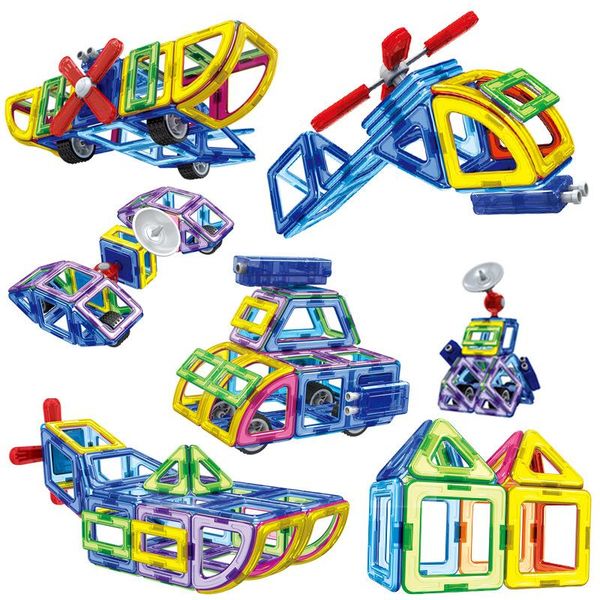 

qwz new magnetic designer educational building blocks police series aircraft 70pcs set assemble bricks toys kids christmas gifts yxlxpo