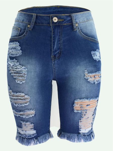

2020 spring europe and the united states popular style high bomb women's jeans fashion hole jeans for women1, Blue