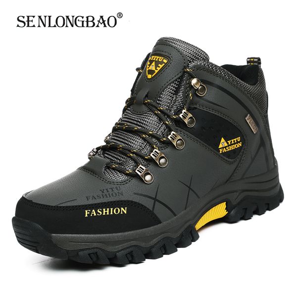 

brand men winter snow boots waterproof leather sneakers super warm men's boots outdoor male hiking boots work shoes size 39-47, Black