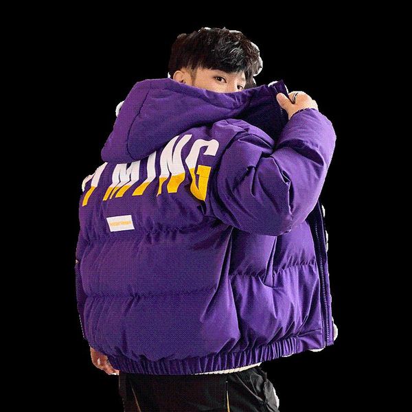 

men's down & parkas winter warm cotton-padded coats men letter printed thicken jacket fashion street thick jackets hooded outerwear clo, Black