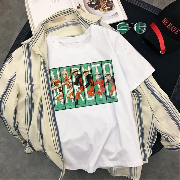 

naruto chic anime funny printed summer harajuku cool cartoon comic casual short sleeve tees japan streetwear womens t shirt, White