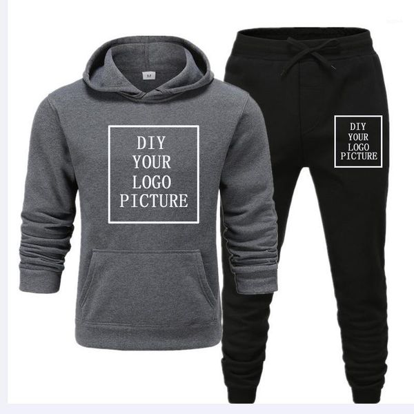 

customized print hoodies and pants thick sweatshirt comfortable diy streetwear pullovers tracksuit1, Gray