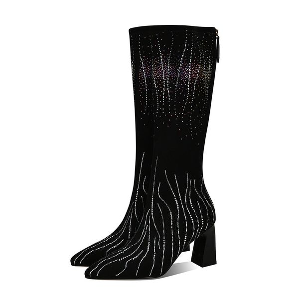

2021 new female mark knee black high heels to woman shoes long size 34-42 boots g4pt