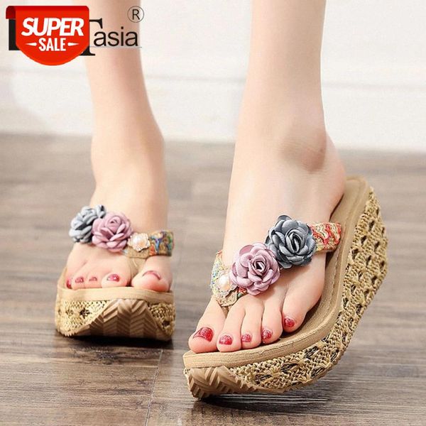 

doratasia new ladies elegant daily summer wedges flip flop summer casual slippers women comfy platform shoes woman #069h, Black