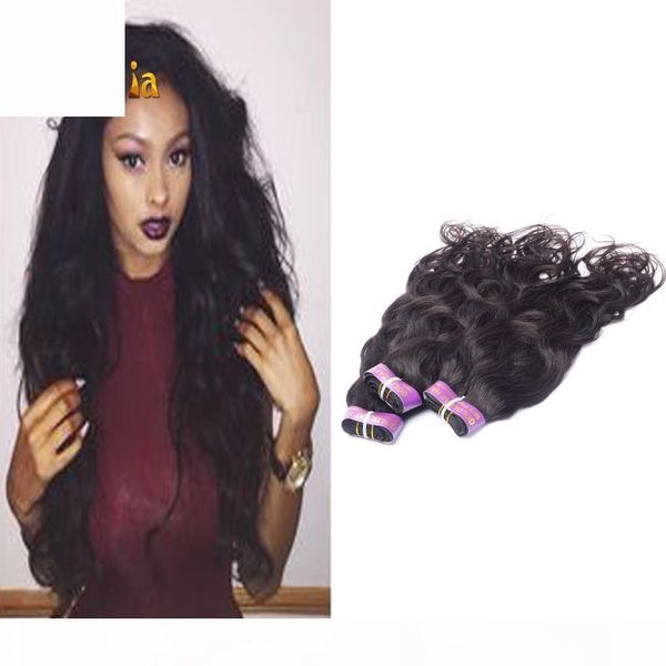 

remy natural wave hair bundles brazilian indian peruvian malaysian human hair wefts 3 bundles weave extensions natural wave, Black