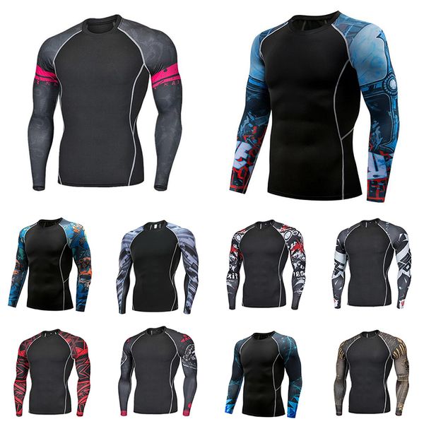 

digital printing tights stretch quick-drying breathable bottoming fall/winter cycling football basketball sports fitness clothes, White;black