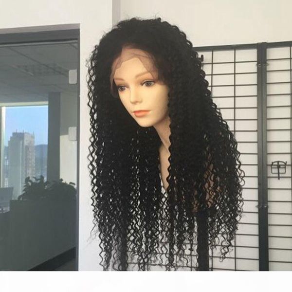 

curly full lace human hair wigs rabake afro kinky curly front lace wig humains for black women, Black;brown