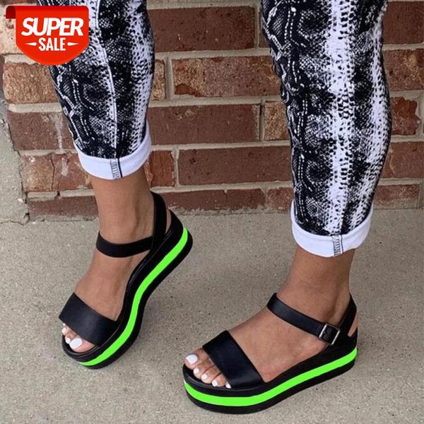 

ins big size 43 female summer sandals open toe beach casual buckle strap women sandals light comfy flat shoes woman #qs47, Black