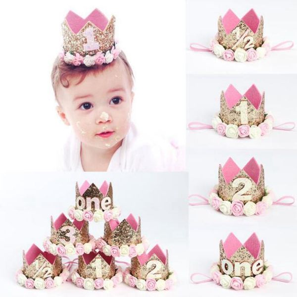 

1pcs cute baby party headbands children birthday princess queen age printed flower crown hairband hair band accessories wmtxqk rimmer, Slivery;white