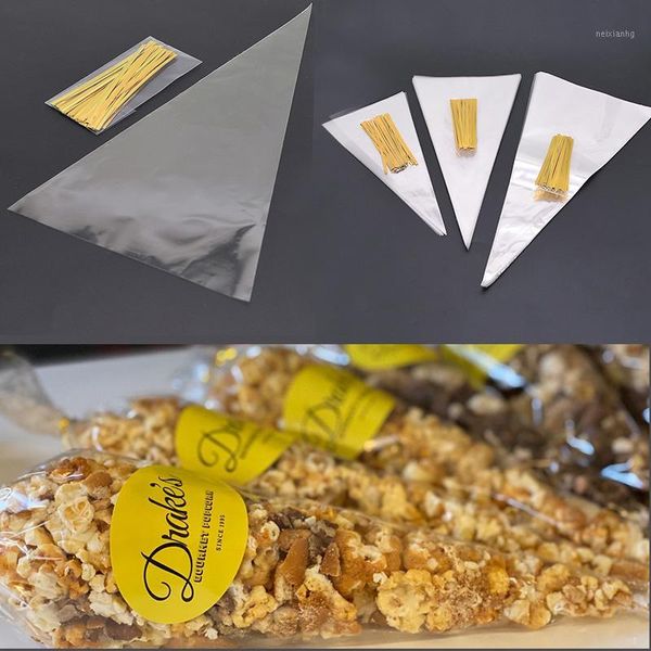 Confezione regalo 50 pezzi Sacchetti di plastica OPP trasparenti per imballaggio di biscotti Bomboniere per feste di compleanno di nozze trasparenti Bustine di caramelle1