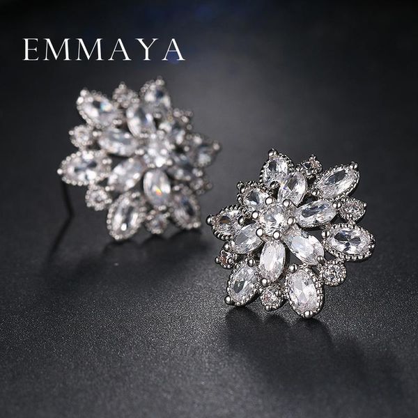

stud emmaya sell cubic zircon women ear elegant bridal wedding flower earrings, Golden;silver