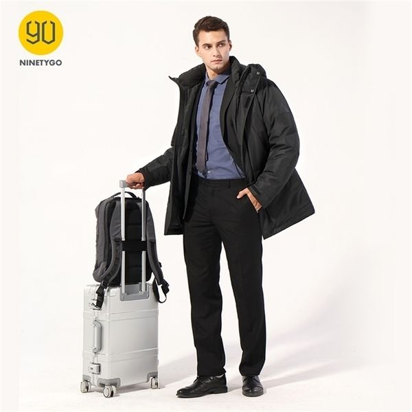 

ninetygo smart heated down parka 80% down jacket new black technology power bank ipx4 waterproof weatherproof 3 heating zones 201114