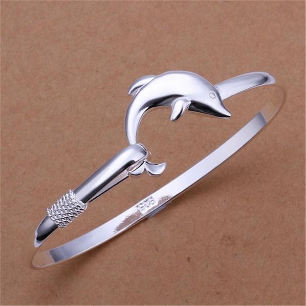 

new listing simple fashion package mail silver color accessories elegant women dolphin singlet bangle bracelet h bbyvxr, Black