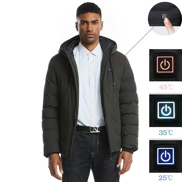

outdoor electric heated jacket men women heating waistcoat usb thermal warm cloth feather plus size cooling jacket, Black