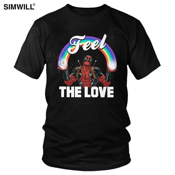 

cool deadpool funny printed pure tees short sleeves feel the love rainbow comic film fan gift sport hooded sweatshirt hoodie men t shirt