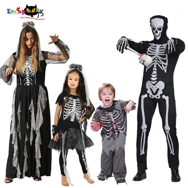 

horror skeleton cosplay halloween costumes for kids death skull ghost family matching outfit day of the dead fancy dress1, Silver