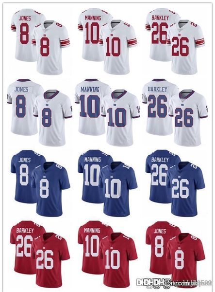 

men women youth new york giants 26 saquon barkley 10 eli manning 8 daniel jones 56 lawrence taylor football jerseys blue red, Black;red
