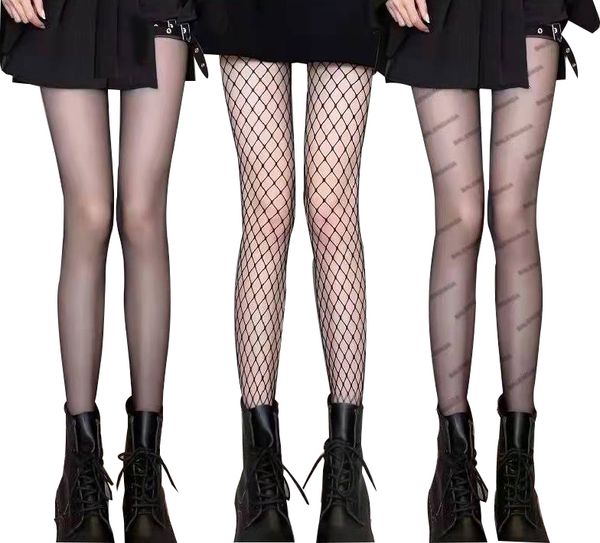 Mulheres meias clássico moda preto meias carta padrão meias sexy mulheres leggings collants elástico lazer moda versátil novo estilo