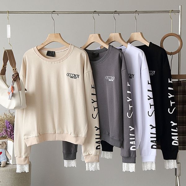 

omale] вокруг шеи длинный рукав письмо женщин потерять пуловер top свитер свитер top 4757 pobav, Black