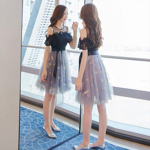 

2019 popular women plus size slim women dress lace patchwork spring summer female dresses drop shipping, Black;gray