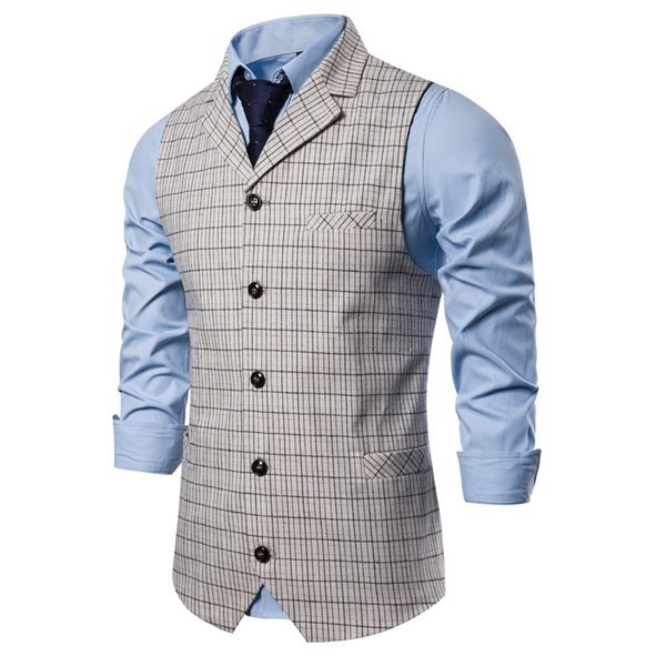 

2021 new businesses intelligent male suit marriage single patterned plaidmen vest fitted c8nj, Black;white