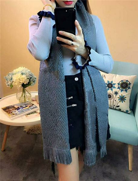 

new beautiful warm and comfortable women's autumn and winter wool knitted scarf of transportation costs no box, Blue;gray