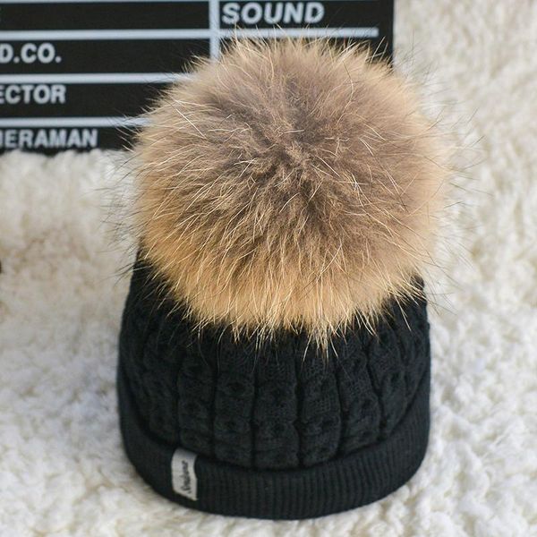 

beanie/skull caps 100% real fur pompom hat inside velvet slouchy knitted winter hats for women mink beanies knit female cap bonnet femme cap, Blue;gray