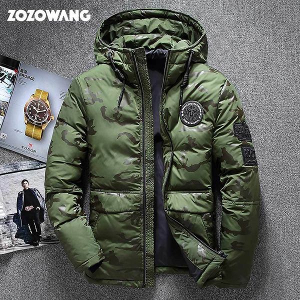 

zozowang высококачественная мужская зимняя куртка толстый снег парку пальто белая утка вниз куртка мужчин ветровый выключатель вниз пальто р, Black