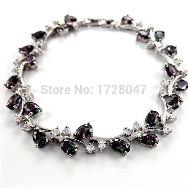 

details about multicolor mystic color unusual jewelry bracelet chian link, Black