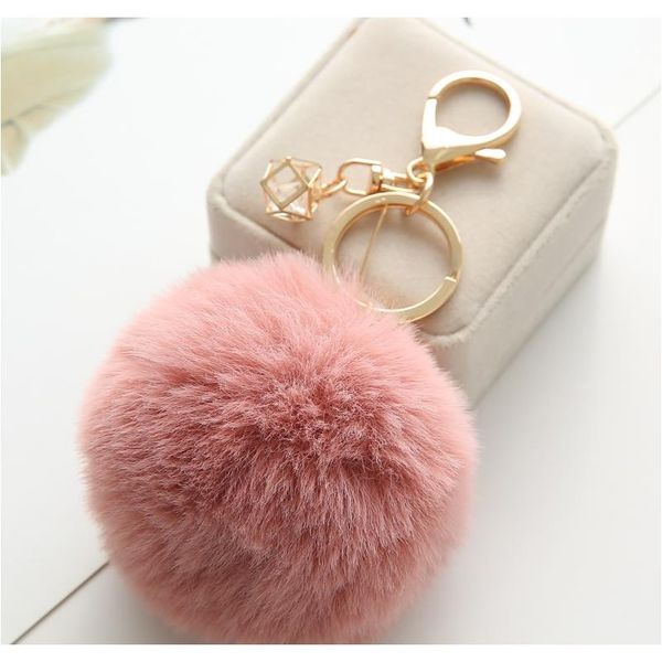 

23 colors trinket fluffy artificial rabbit fur ball key chain pompons keychain women car bag key ring jewelry eh343 f sqcywo, Silver